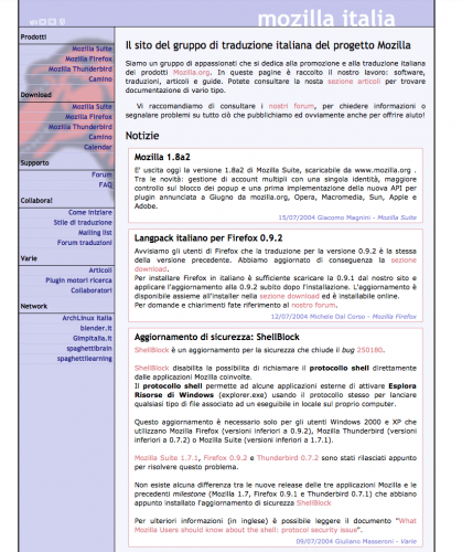 Sito mozillaitalia.org - 2004